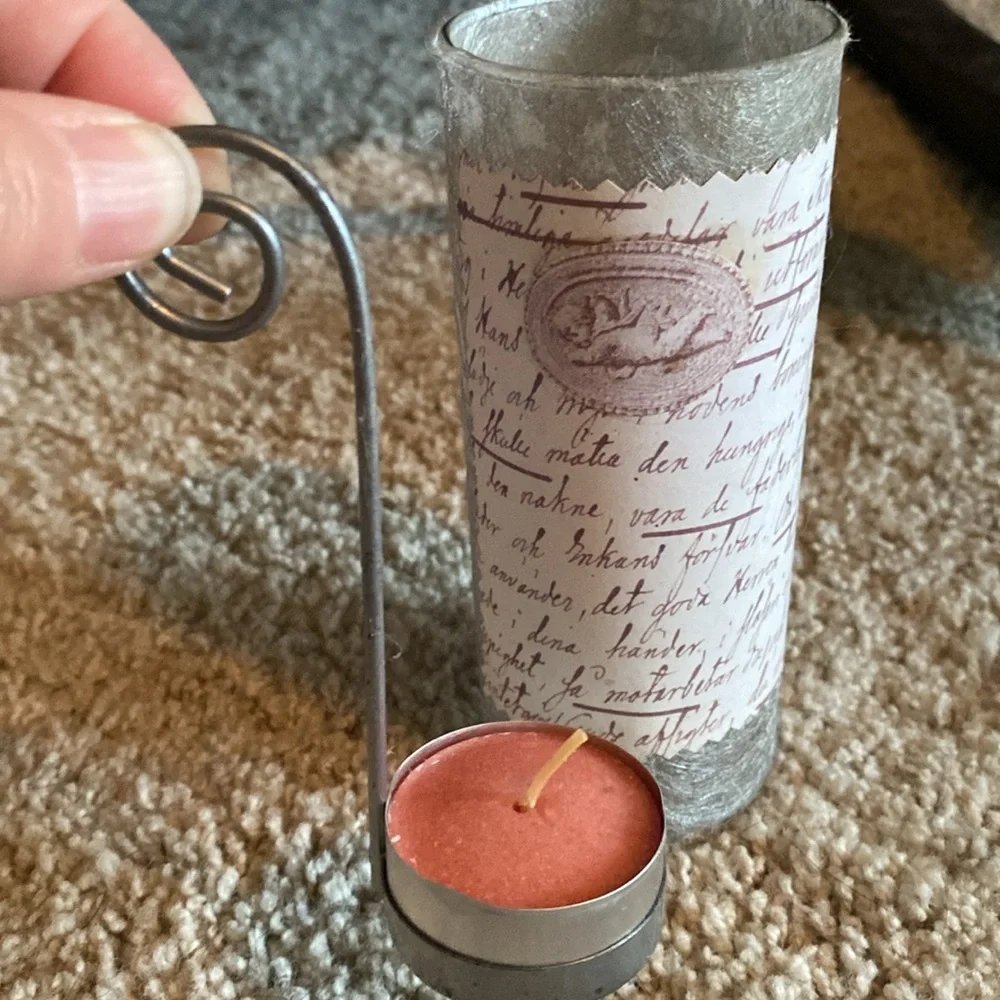 🆕RAZ: Silver Sparkle Cylinder Tealight Holder With Candle Lifter w/ Candle